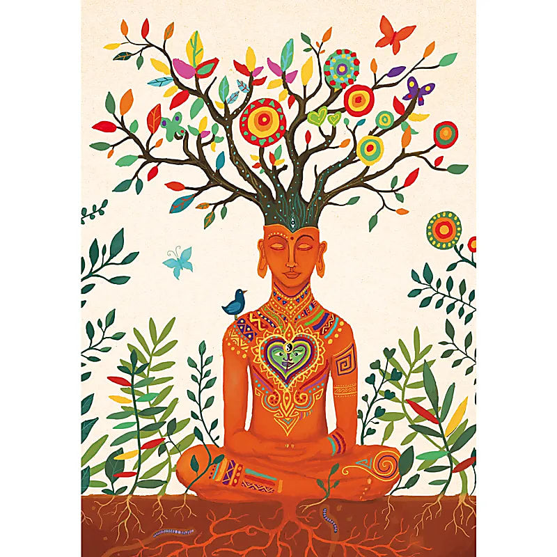 Postikortissa on upea meditaatioaiheinen printti